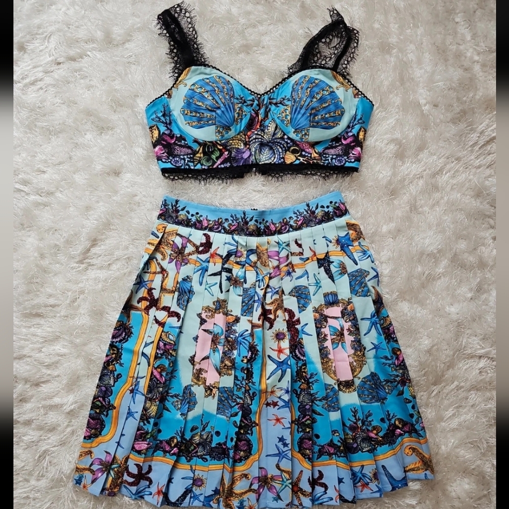 Floral Blue Two Piece Set